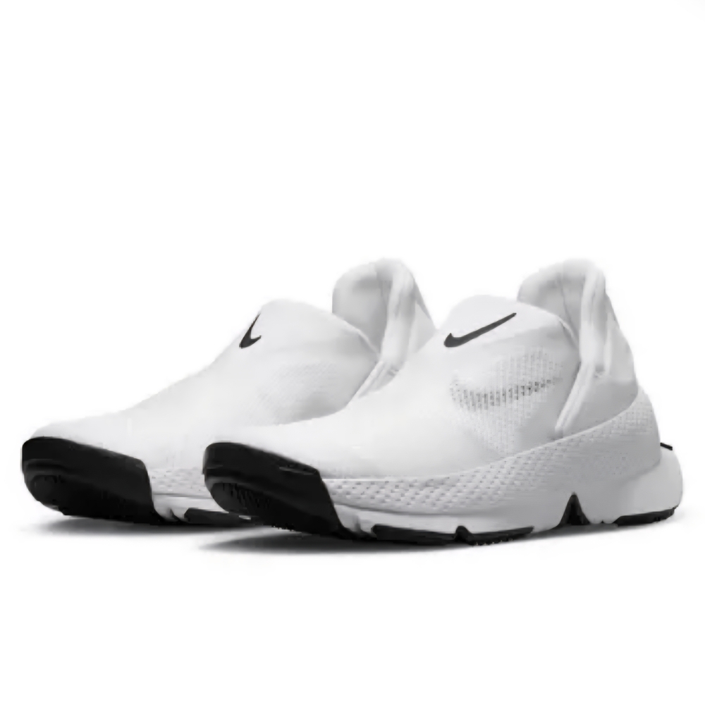 Nike White and Black Slip-On Sneakers